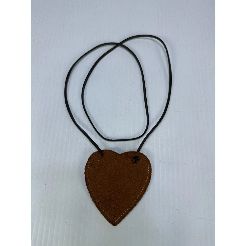 Heart Shaped Leather Medicine Bag Native American Style Necklace Pouch